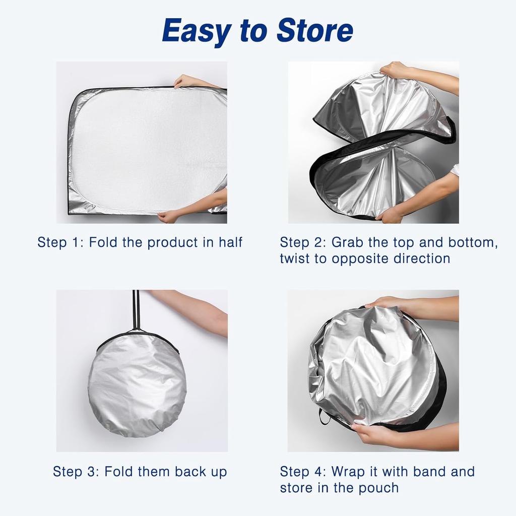 Windshield Sun Shade for Tesla Model Y/S/X/3 2026 UV Reflector Foldable Front Window with a Storage Bag for Tesla AccessoriesWindshield Sunshades 1
