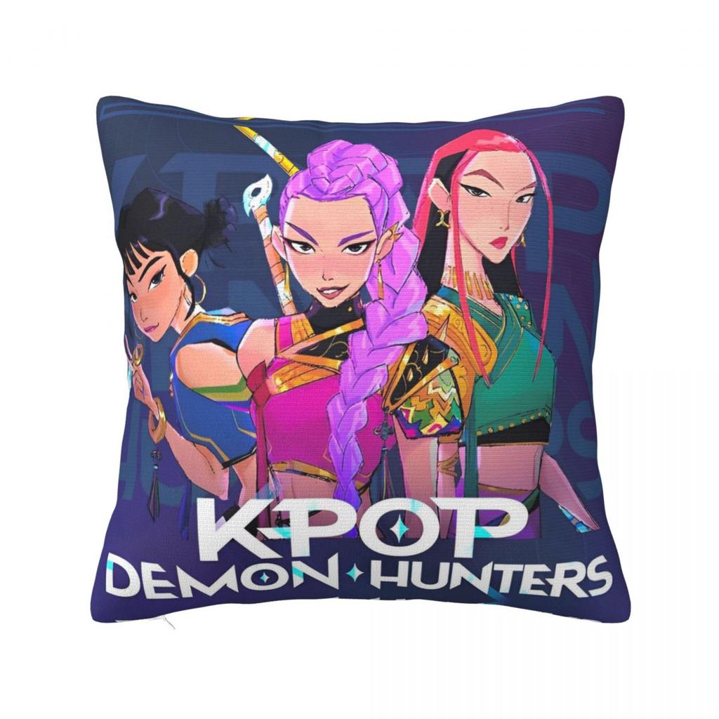Huntrix Saja Boys Kpop Demon Hunters Square Pillow Cases Cushion Cover Novelty Polyester Decorative Pillowcover For Seat 45*45Cm