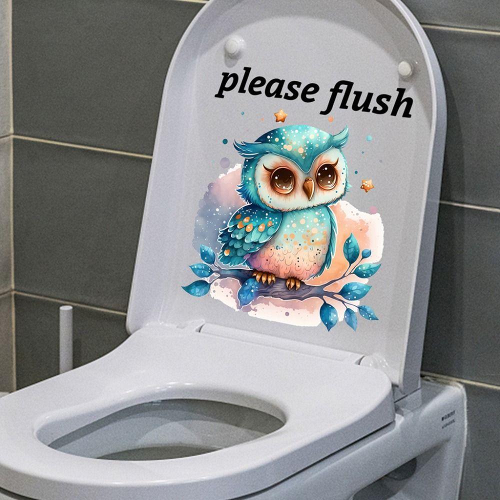 PVC Toilet Sign Sticker Please Flush Bathroom Decals Sea Animal Toilet Sticker  Bathroom