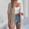 Elegante Damen Strickjacke mit V-Ausschnitt, locker gestrickt, einfarbig kariert, Pullover, Oberteile für Frühling und Sommer