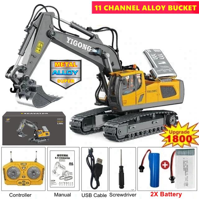 Remote Control Excavator Dump Truck Crawler Bulldozer Rc Model Car Toy Alloy Simulation Construction Vehicle Gifts For Kids