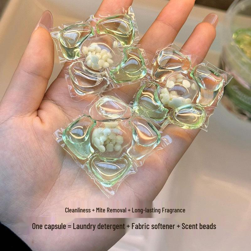 Camellia Five-in-One High Concentration Laundry Pods with Stain Removal, Clothes Care, and Scent Beads