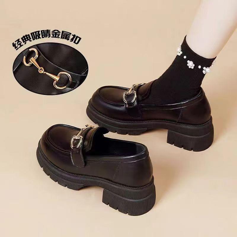 

Women s Platform Loafers - Autumn/Winter 2024 British Style Slip-On, Versatile Leather Shoes with Soft Sole 35