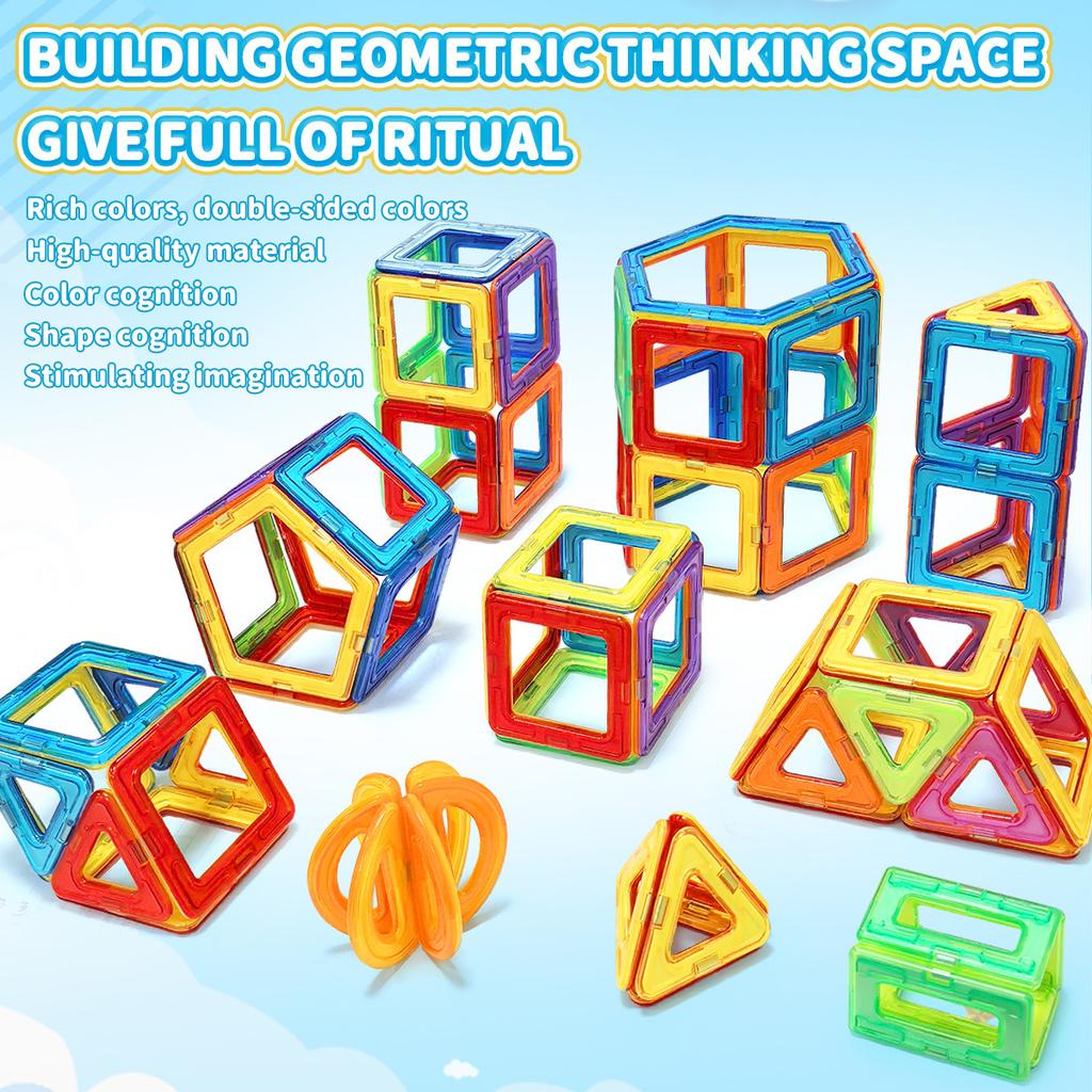 Magnetische Bausteine - 3D STEM Pädagogisches Konstruktionsset Spielzeug für Kinder Mehrfach geformte magnetische Bausteine Große Größe