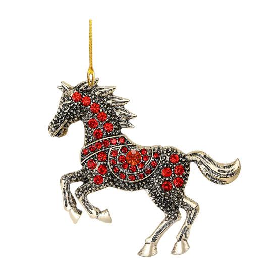 Horse Christmas Ornaments Sparkly Rhinestone Horse Car Rear View Mirror Charm 2D Flat Acrylic Auto Hanging Pendant Horse Lover Gifts for Women Men
