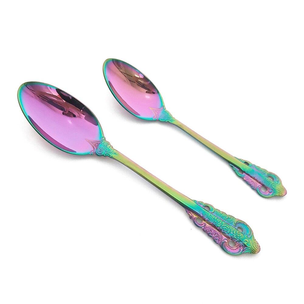 4 ks 304 nerezová jídelní lžíce sada nádobí Luxusní vintage růžové zlaté příbory západní barevné nádobí polévková lžíce