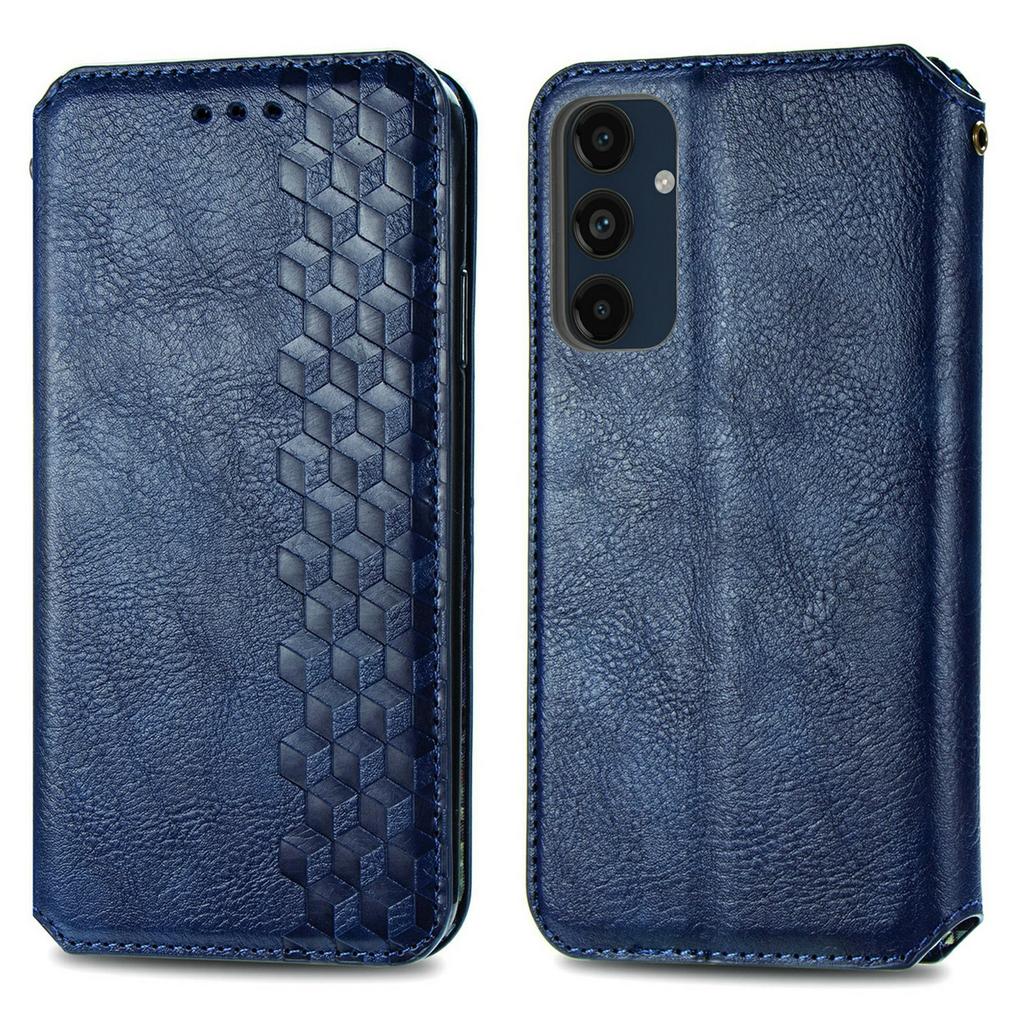For Samsung Galaxy S24 FE PU Leather Case Rhombus Imprint Wallet Stand Phone Cover