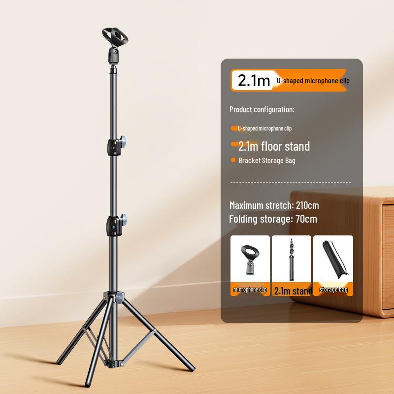 Universal Floor-Standing Metal Microphone Stand with Retractable Clip