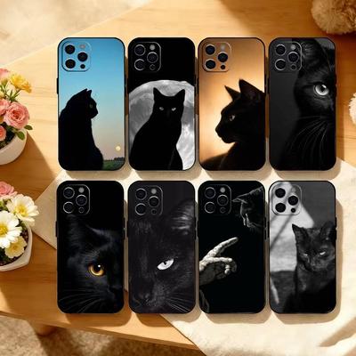 Schwarze Katze Handyhülle Silikon Weich Für IPhone 17 16 15 14 13 12 11 X XR Plus Pro Max Plus