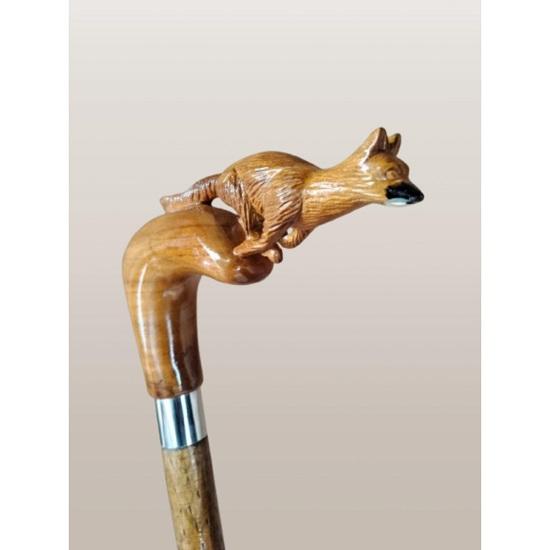 

Wooden fox Head Walking stick Stylish and Durable Wooden Cane