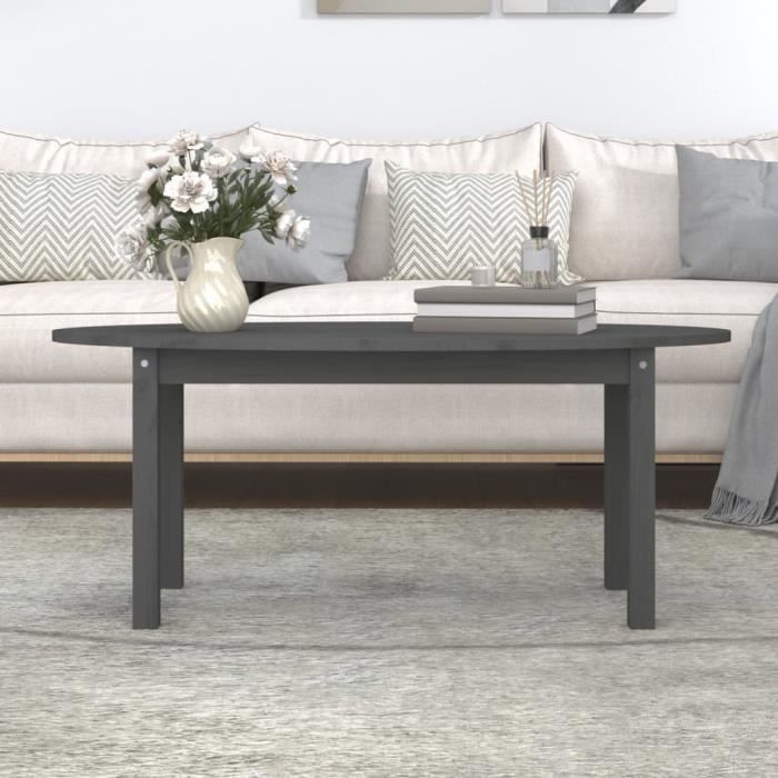 VidaXL Table basse Gris 110x55x45 cm Bois massif de pin 822344