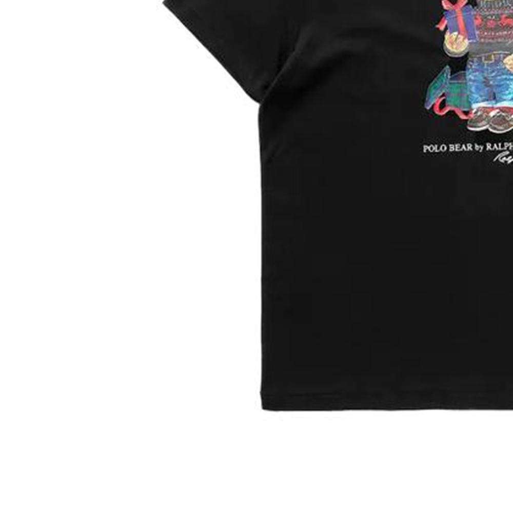 Polo Ralph Lauren Bear Letter Print Crew Neck Short Sleeve T-Shirt Men Tops Black 710854497-027