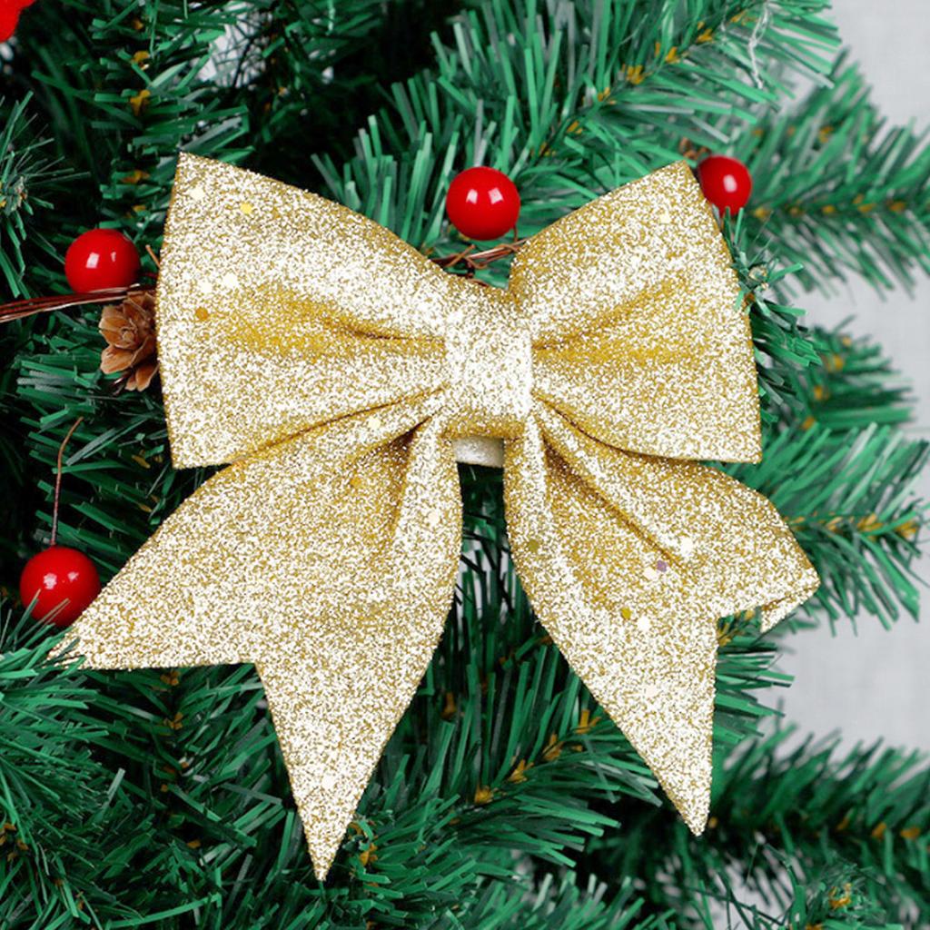 6pcs Glitter Bow Ornaments Multifuntional Party Accessories Xmas Decorative Glitter Ties for Valentine Day Wedding