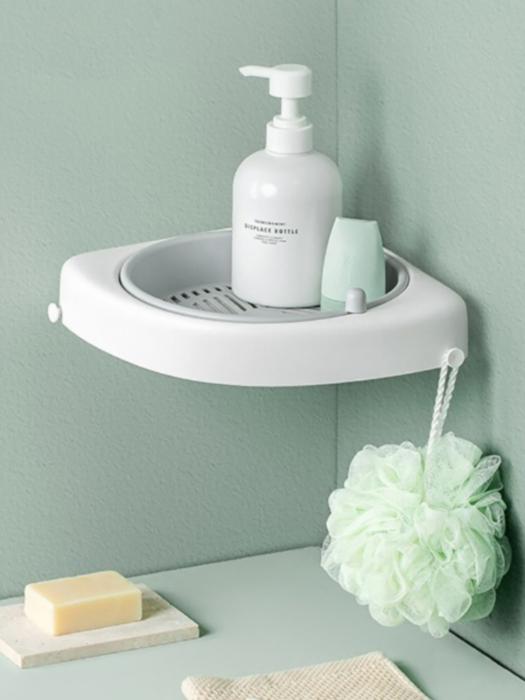 

briskstyle modern simple rotating bathroom corner shelf 1+1 Blue