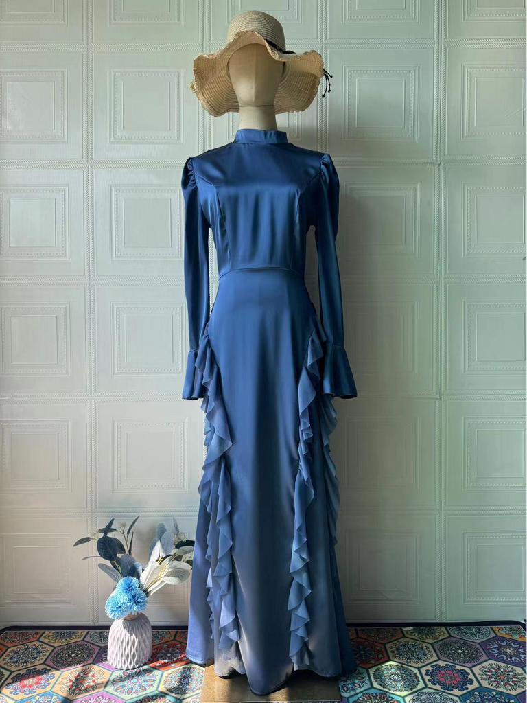 Robe de Printemps Patchwork Dentelle à Lacets Satin Mousseline Col Haut 2025