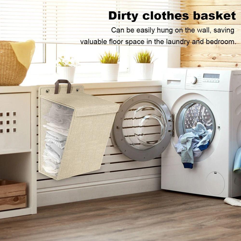 Wall-mounted Dirty Clothes Basket Punch Free Collapsible Laundry Basket  Bedroom