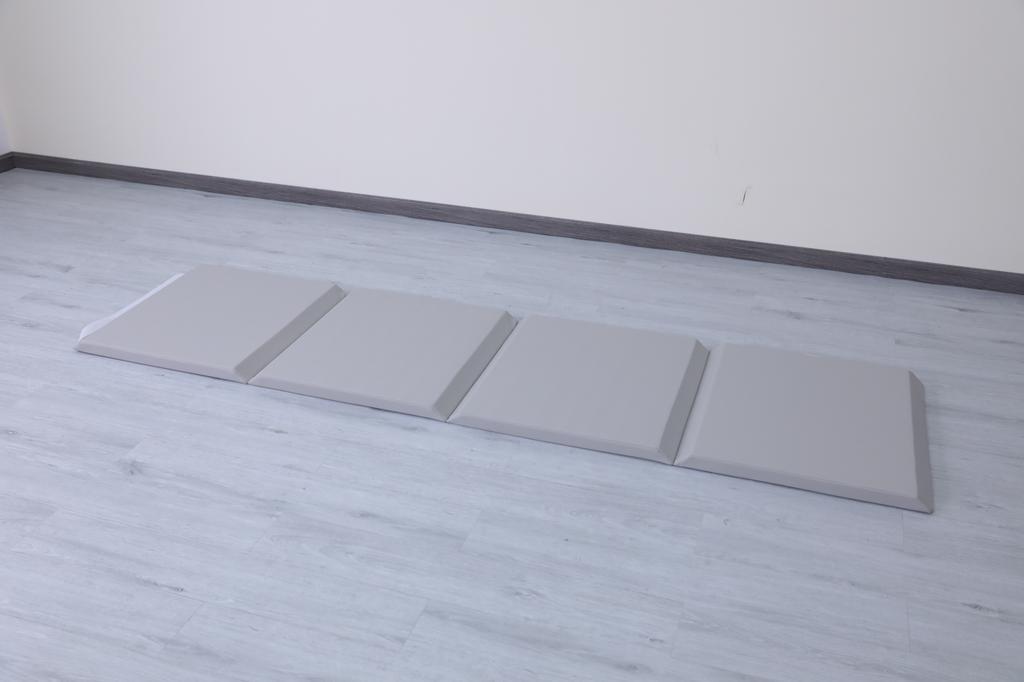 gymnastic mattress 2in1 toy container 240x60x4 cm four-piece - white-grey