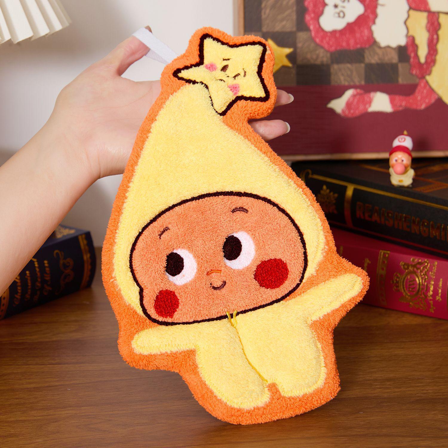 Cartoon Star Coral Fleece Hand Towel - Thick, Absorbent, and Hangable for Kitchen or Bathroom Regular