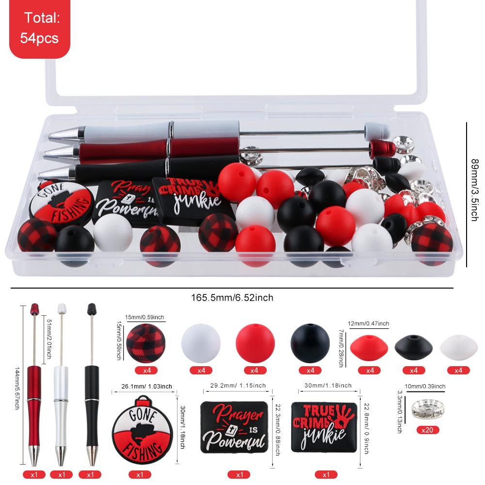 

54Pcs/Box Ballpoint Pen DIY Bead Pen Plastic Beading School Office Writing Supplies Stationery Wedding Gift 1 Set