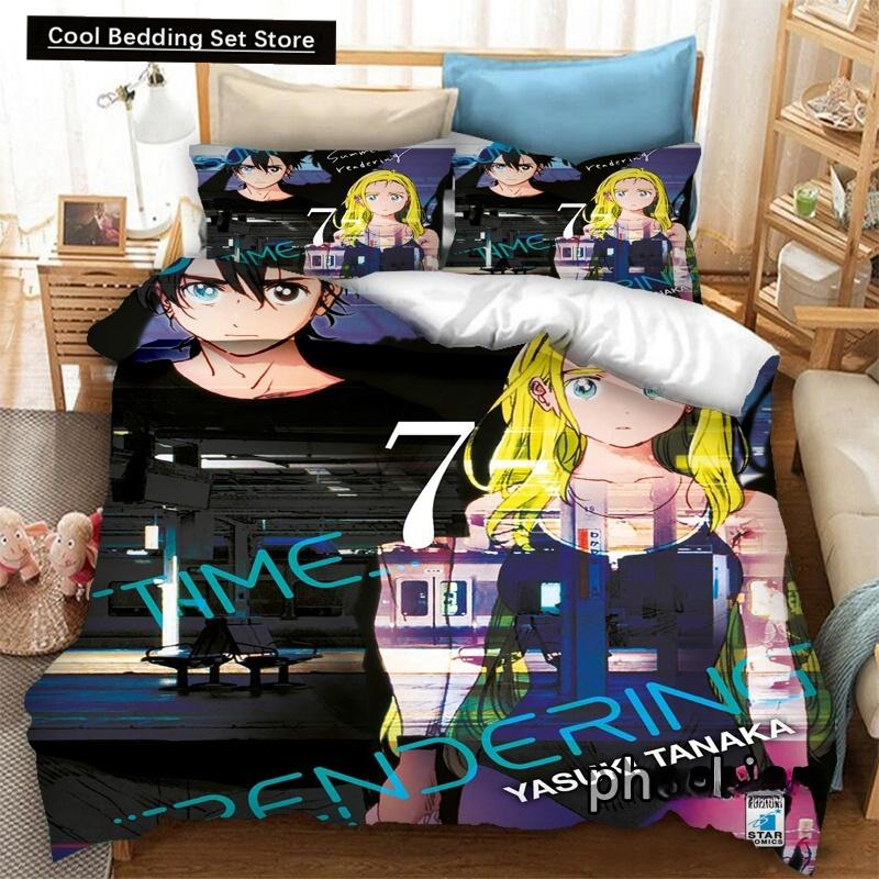 Mode 3D-Druck Anime Summer Time Rendering Bettwäscheset Bettbezüge Kissenbezüge 2/3-teilig Bettdecke Bettwäschesets Bettzeug