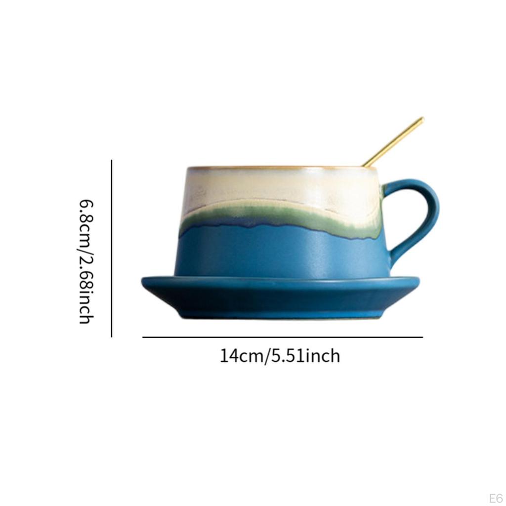 Ceramic Coffee Mug Cup Drinkware Home Decoration with Spoon Pottery Gifts