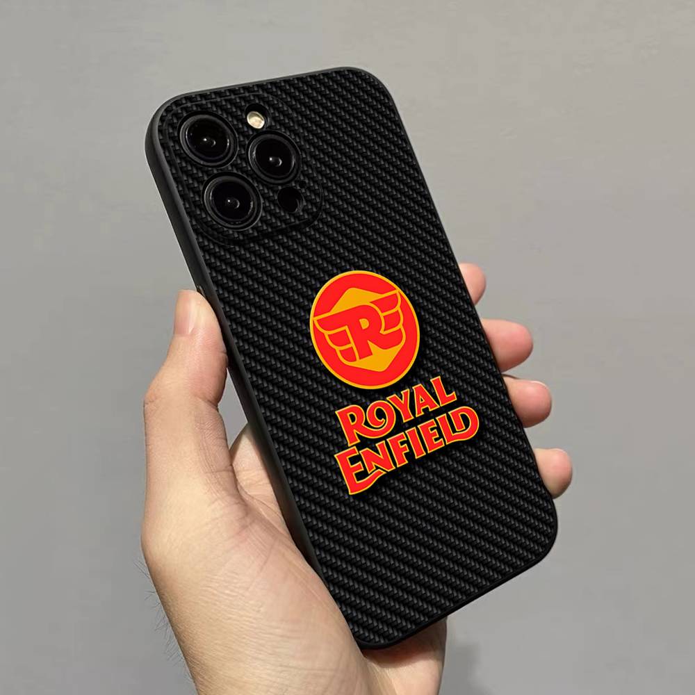 R-ROYALS E-ENFIELDS Logo Handyhülle Für IPhone 17 16 15 14 13 12 11 Pro Max Plus Weiche Schwarze Hülle
