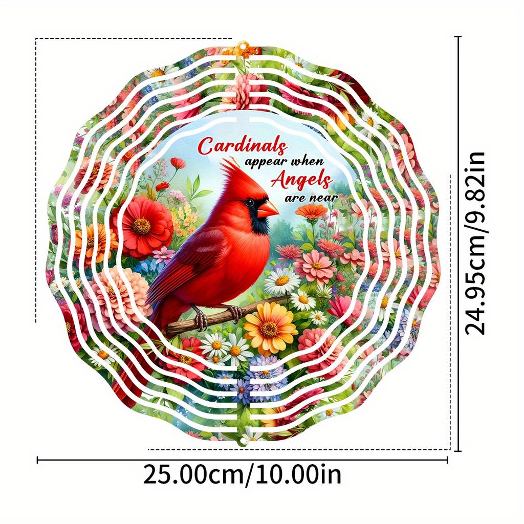 Cardinal Wind Spinner. 3D Metal, No Power Needed. Ideal Garden Decor Gift.