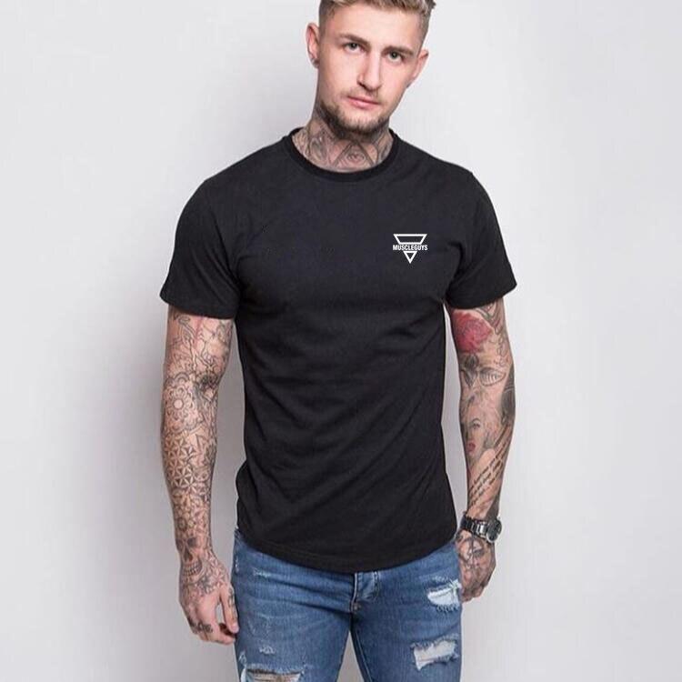 Muscleguys New Elastic Lightweight Spring/Summer Training Top Round Neck Gym Running Short Sleeves