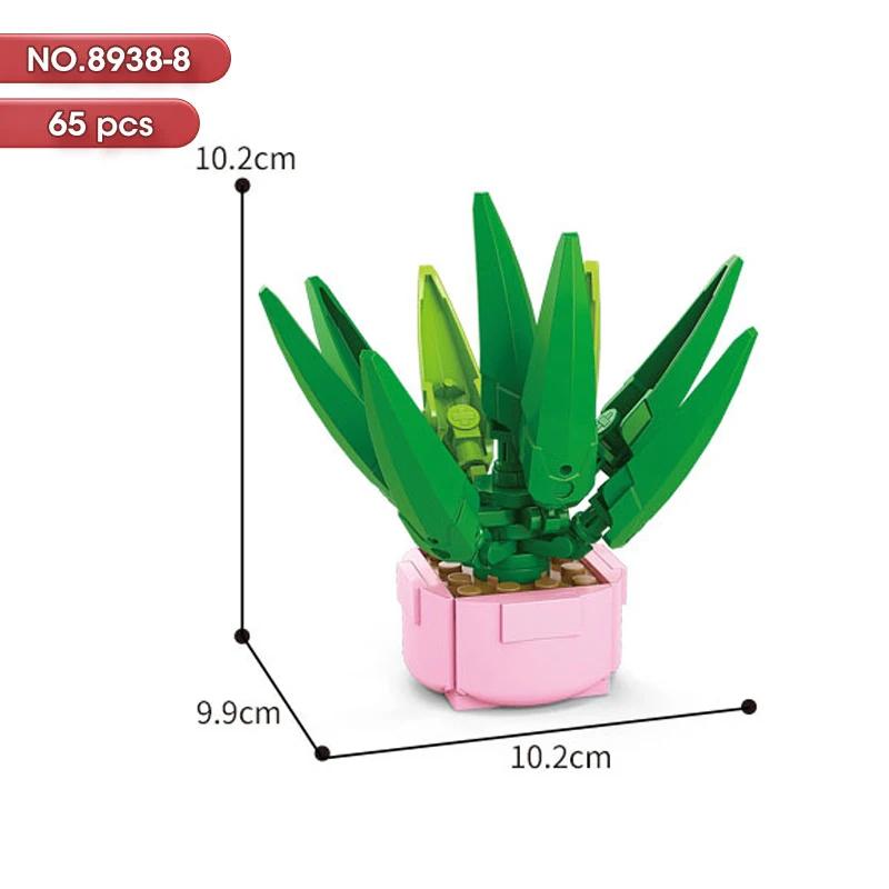New Flowers Succulents Building Blocks Everlasting Bonsai Tree Gardens Romantic Girls Bricks Potted Plants Hot Model Kids Toys