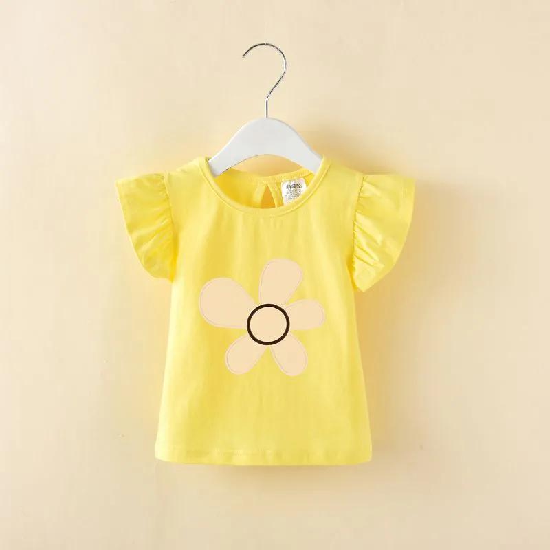 Kortärmad T-shirt Sommartopp Tunn Sommar Babyflickor Bas-tröja