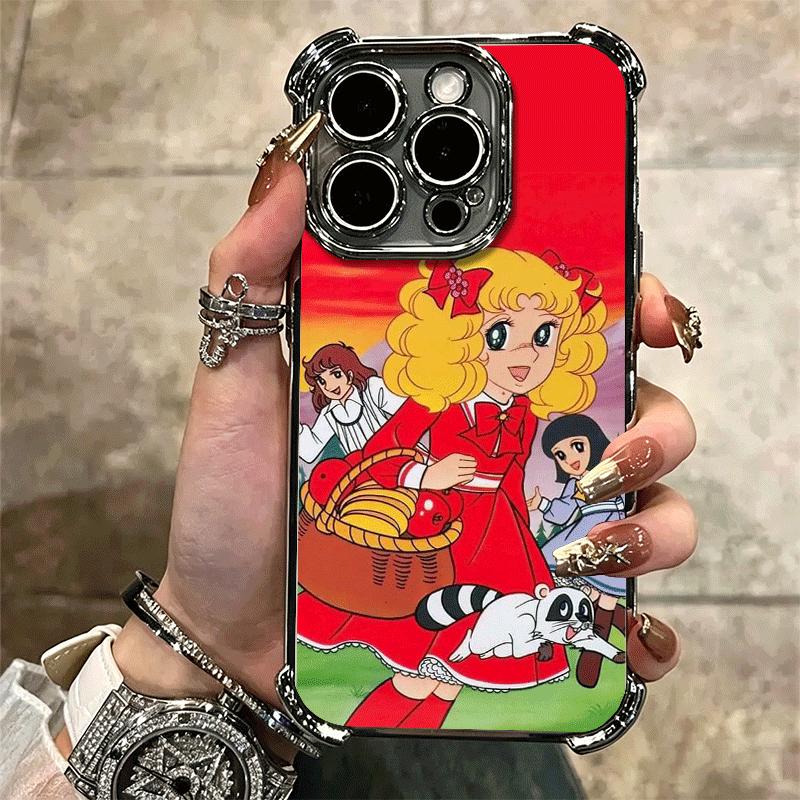 Candy 90s Cartoon Plating Phone Case For Iphone 16 17 Pro Max Air 16E 14 15 Plus 12 13 Mini Anti-Fall Airabag Cover