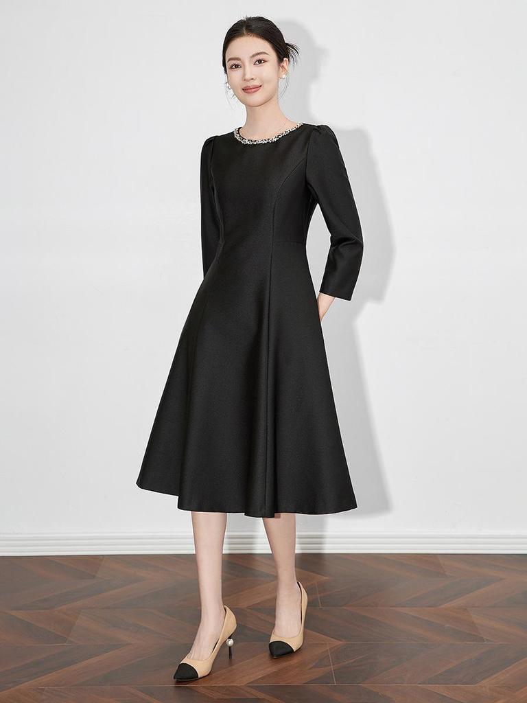 Elegant A-Line Evening Dress with Nail Beading and High-End Luster for Women