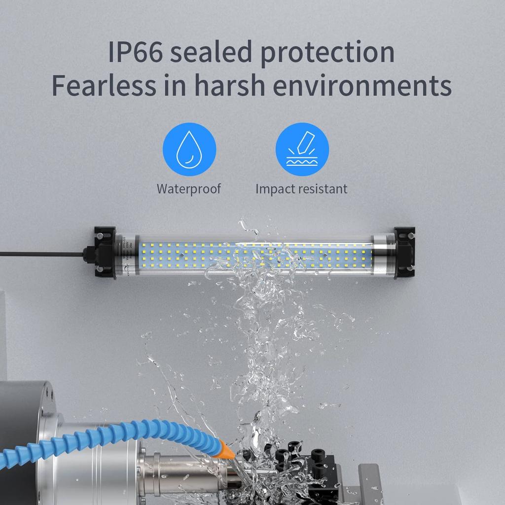LED Work Light 10W 1050LM IP66 Water Oil Proof Explosion Proof Machine Tube Lamp for Workshop Factory Garage 220V