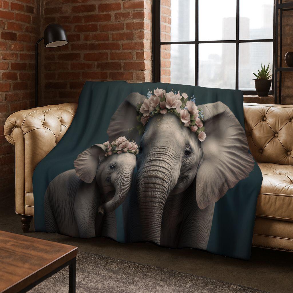 26 Style Wisdom Elephant Cartoon Flannel Blanket,Cozy Soft Throw Blanket for Home Bedroom Bed Sofa Picnic Office Cover Gift Kids