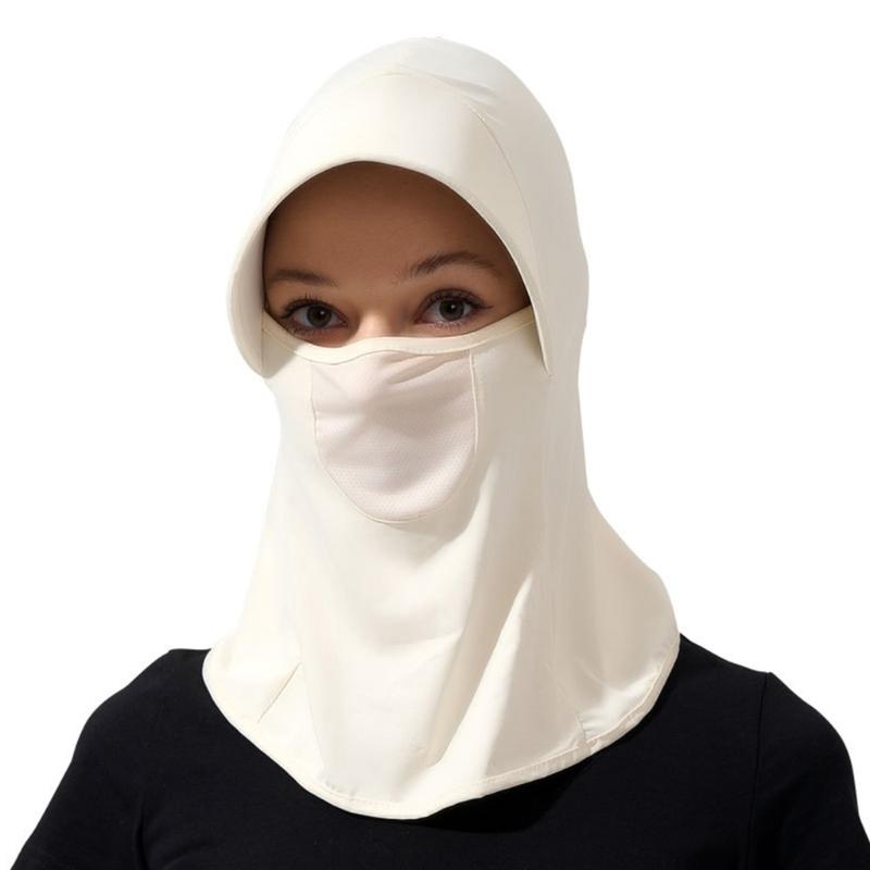 

Sun Protective Full Face Mask Neck Cover Hat for Women with Neck Coverage UV50+ Protective Outdoor Activity Headwear бежевий