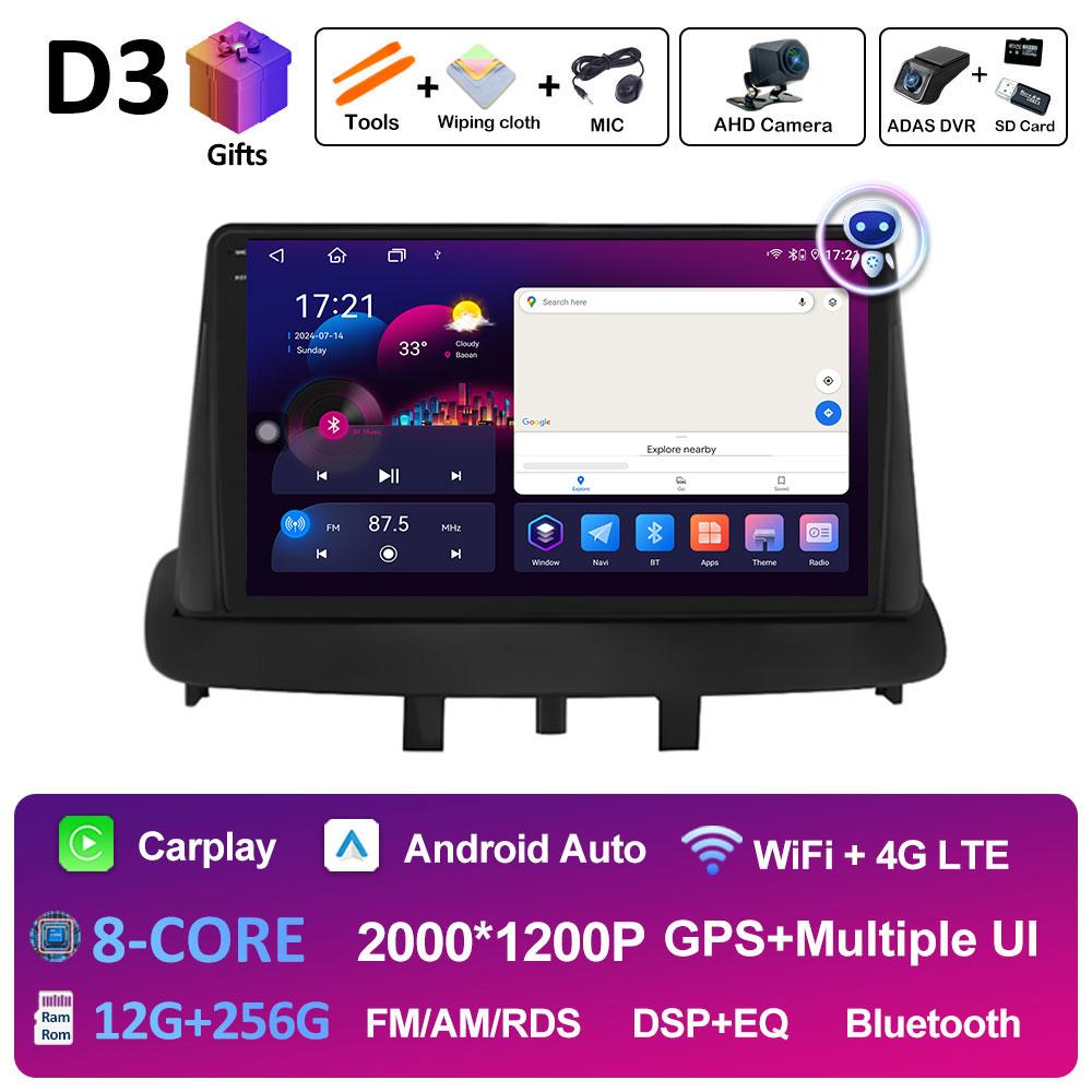 For Renault Megane 3 Fluence Samsung SM3 2008 2009 2010 - 2014 Androdi Auto Car Multimedia Video Radio Player Bluetooth WIFI 4G