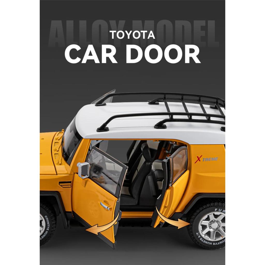1/24 TOYOTA FJ Cruiser Alloy Car Model Diecast & Toy Metal Off-road Vehicles Car Model Simulation Sound and Light Childrens Gift