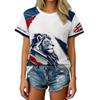 Women's Round Neck Short Sleeve Football Fan Shirt England World Cup Supporter Top Casual Fit Lightweight Breathable Fabric