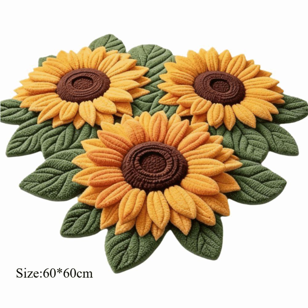 Soft Sunflower Mat Special-shaped Bathroom Floor Mat  for Living Room Tea Table Bedside