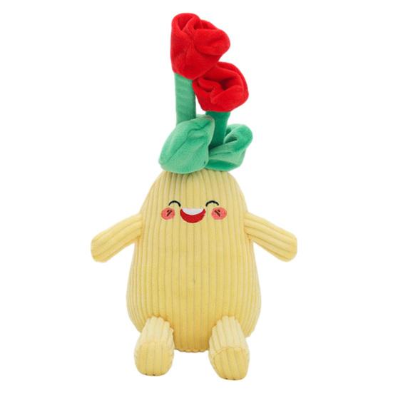 Plush Flower Dog Toy Corduroy Tulip Squeaky Chew Toy Interactive Stuffed Puppy Teething Toy for Teeth Cleaning Tug-of-War