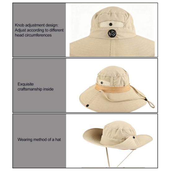 Chapeau seau Tissu respirant Maille Patchwork Séchage rapide Chapeau de pêcheur Large bord Cordon coupe-vent Protection solaire UPF Pliable Chapeau de soleil d'extérieur