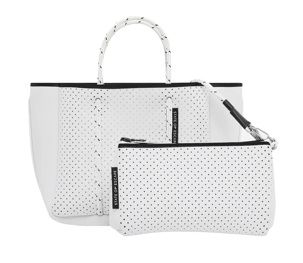 

of Neoprene bag shoulder tote with pouch Petite Escape tote White [State Escape] & [item] білий