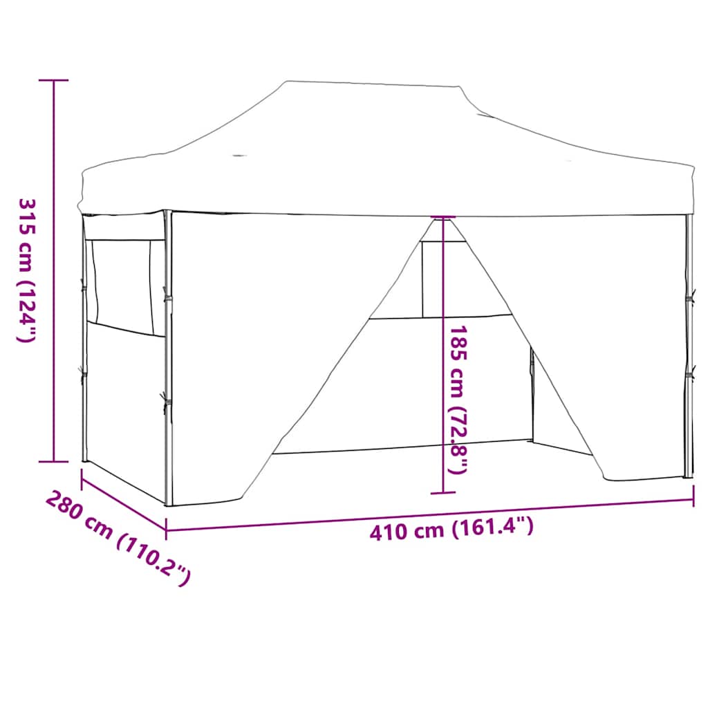 Professional Foldable Party Tent with 4 Side Walls 3*4 M Steel Blue