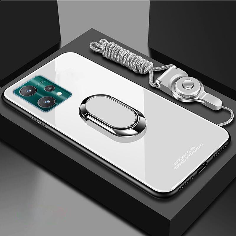 

Чехол для Realme 9i 9 Pro Plus, мягкий силиконовый чехол из закаленного стекла для OPPO Realme 8i GT Neo2 GT2 Pro C35 C20 C21Y V13, 5G, чехол для телефона с ремешком-подставкой Realme 9 Pro Plus белый