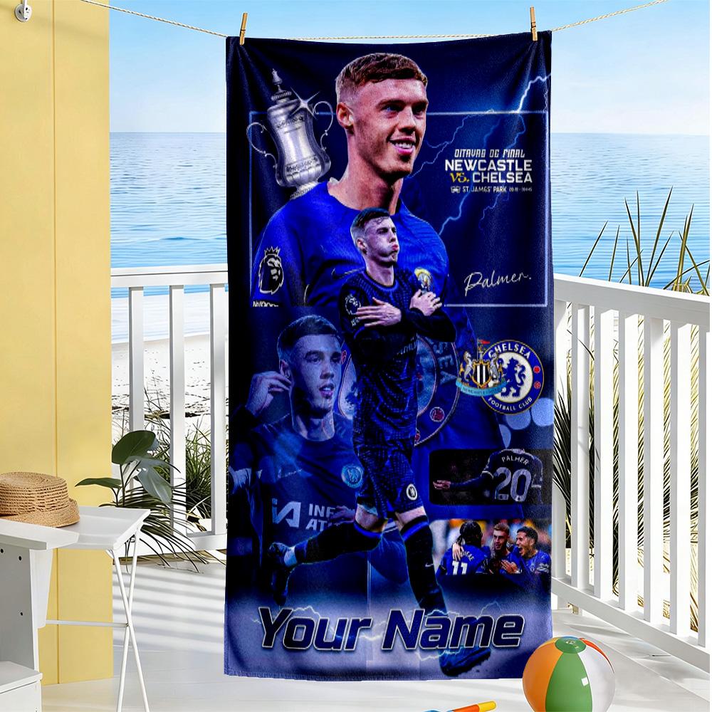Chelsea Fc Football Player Customize Text Beach Towel Soft Durable Quick-Dry Perfect for Traveling Yoga Camping and Swimming