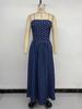 Cross2026 Strapless Long Polka Dot Dress - European & American Style, Sleeveless and Ruched Waist, Summer Collection