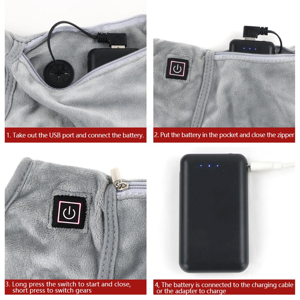 Uppvärmd Handmuff Elektrisk Uppvärmd Handvärmare Pouch med USB-kontakt Rem 3 Temperaturer