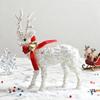 Christmas Reindeer Figurine Plastic White Elk Sculpture with Scarf Small Deer Statue Table Ornaments for Xmas Tabletop Mantel Shelf Decor