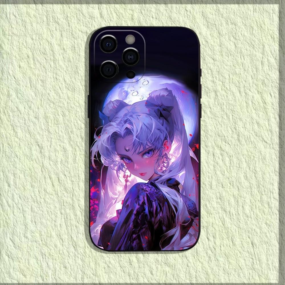 Anime S-Sailor-M-Moon Phone Case For iPhone 16,15,14,13,12,11,Pro,X,XS,Max,XR,Plus,Mini Soft Black Cover