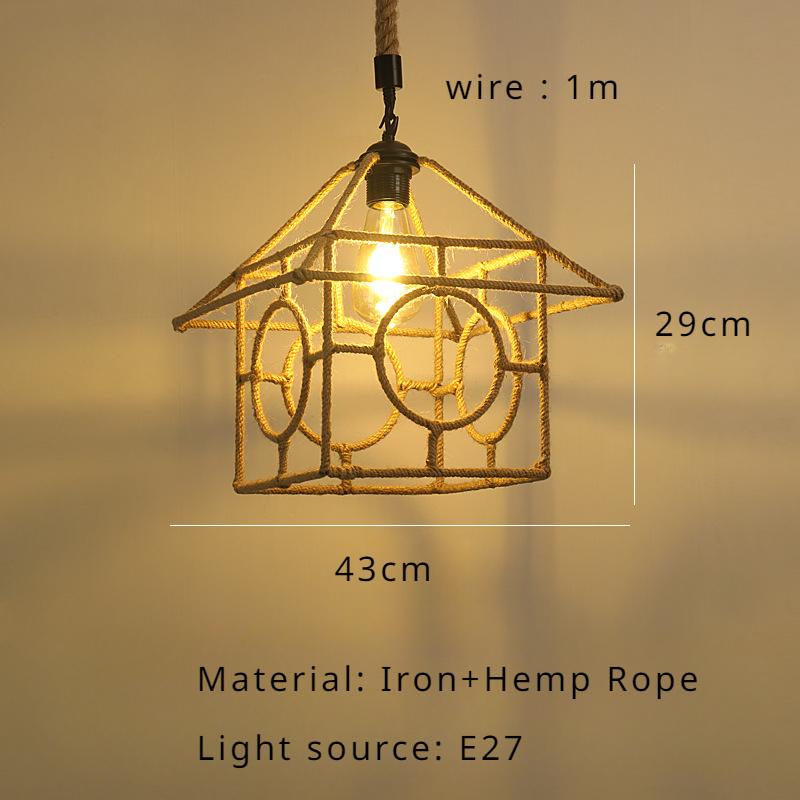 American Vintage Industrial Wind Hemp Rope Chandelier Nordic Modern Restaurant Bar Grill Pendant Lamp Balcony Home Decor LED